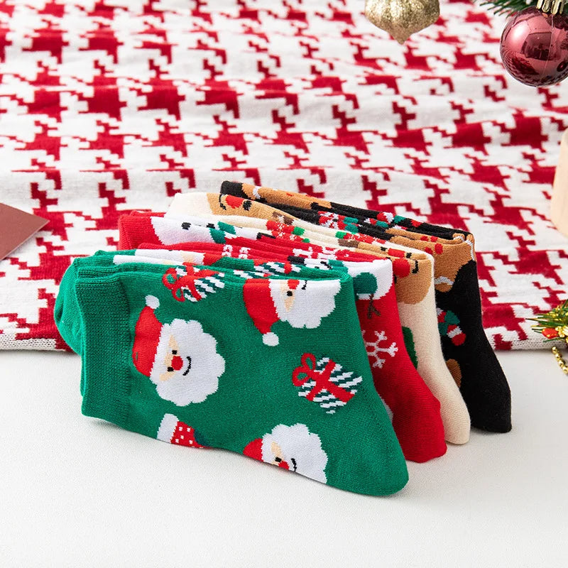 Apsilkshop New Design Christmas Socks for Women Cute Cartoon Soft Mid Calf Socks Winter Autumn Thickened Warm Gift Socks