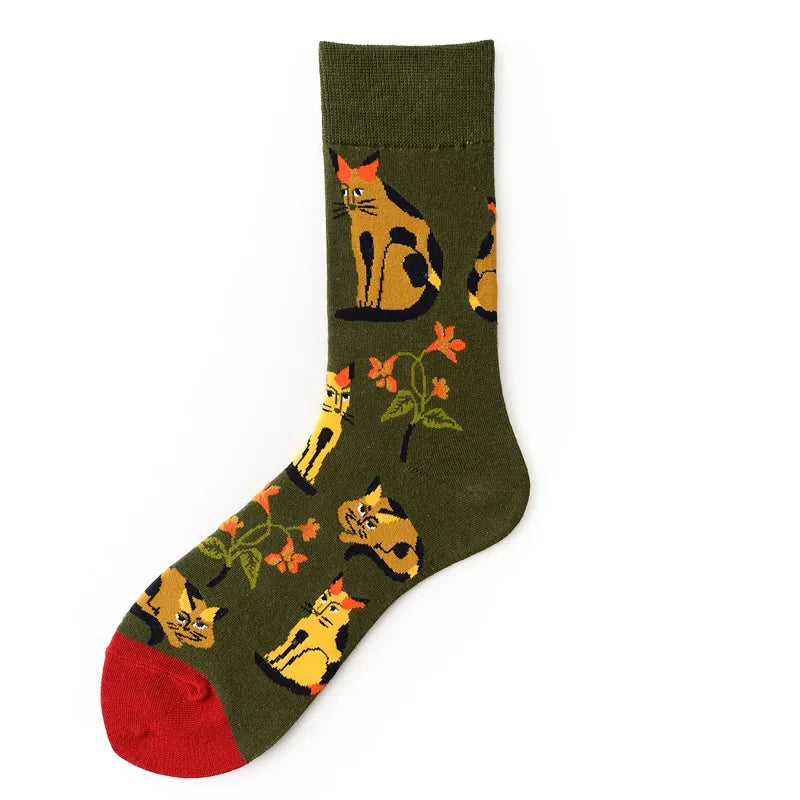 Apsilkshop Fall Geometric Animal Creative Colorful  Crew Unisex  Colorful Socks