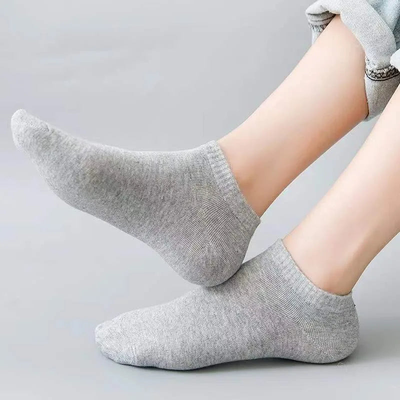 Apsilkshop Cotton Disposable Men Women Socks Black White Grey Mix Color Ankle Solid