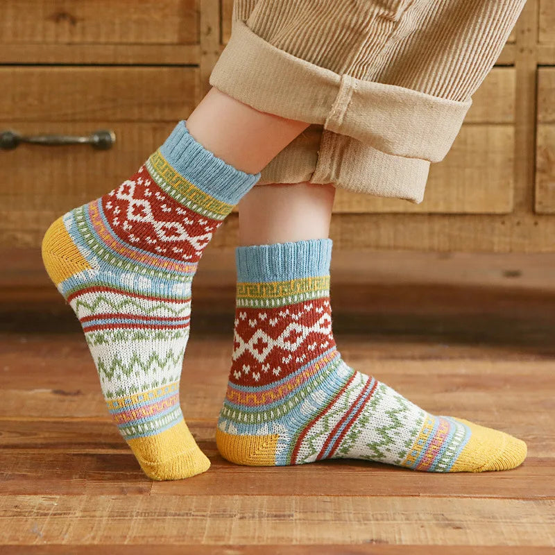 Apsilkshop Thick Socks Warm Cross Rabbit Vintage Day National Style Socks