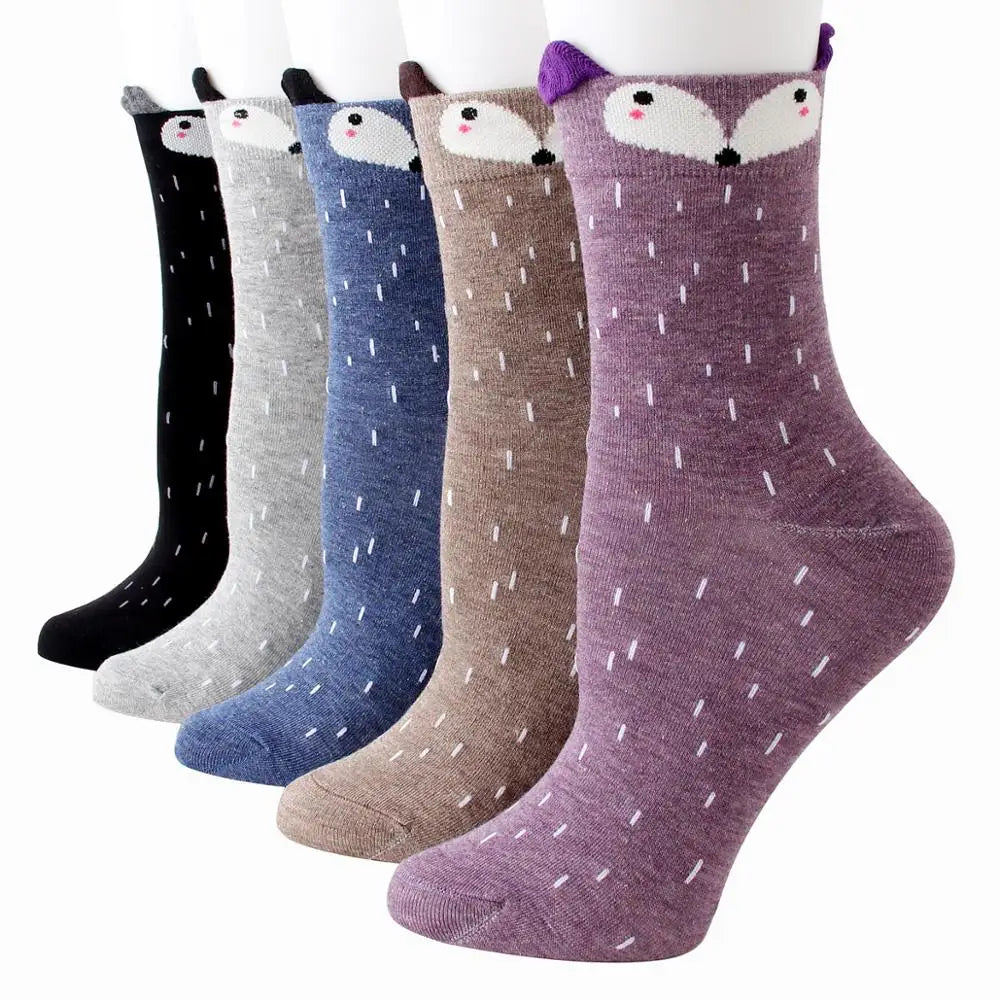 Apsilkshop Bamboo Crew Socks for Ladies Funny Korean Women Novelty Animal Sock Colorful Cute Socks