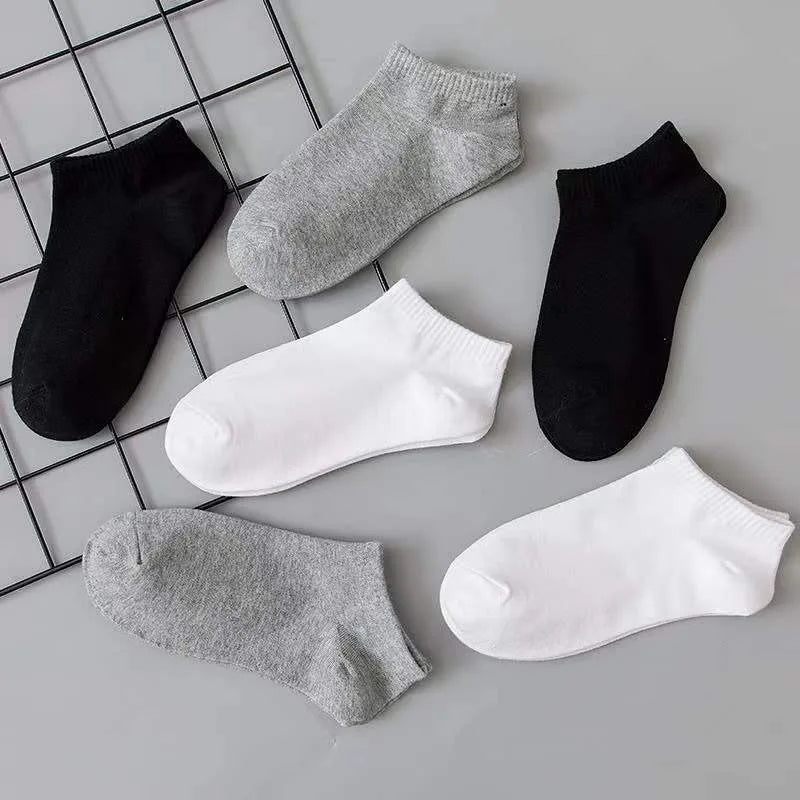 Apsilkshop Cotton Disposable Men Women Socks Black White Grey Mix Color Ankle Solid