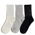 Apsilkshop Shiny Diamond Gem Socks Women Crew Cotton Socks
