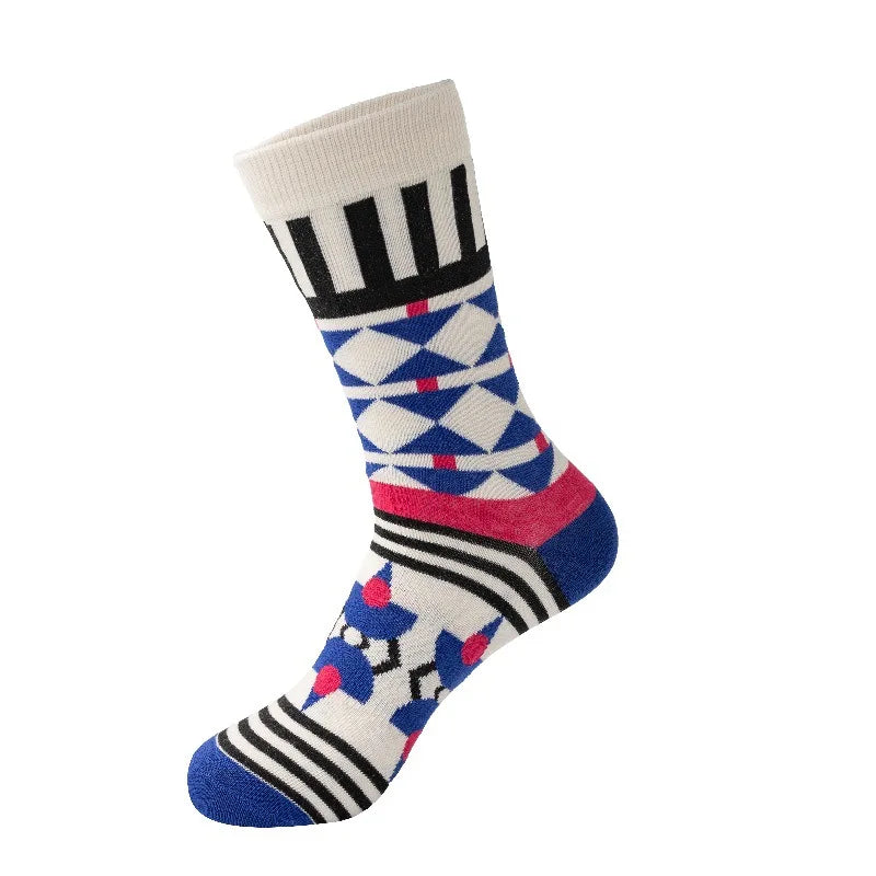 Apsilkshop Men's Colorful Striped Mid-Calf Socks Breathable Casual Athletic Daily Wear Versatile Fashionable Comfort Best Socks