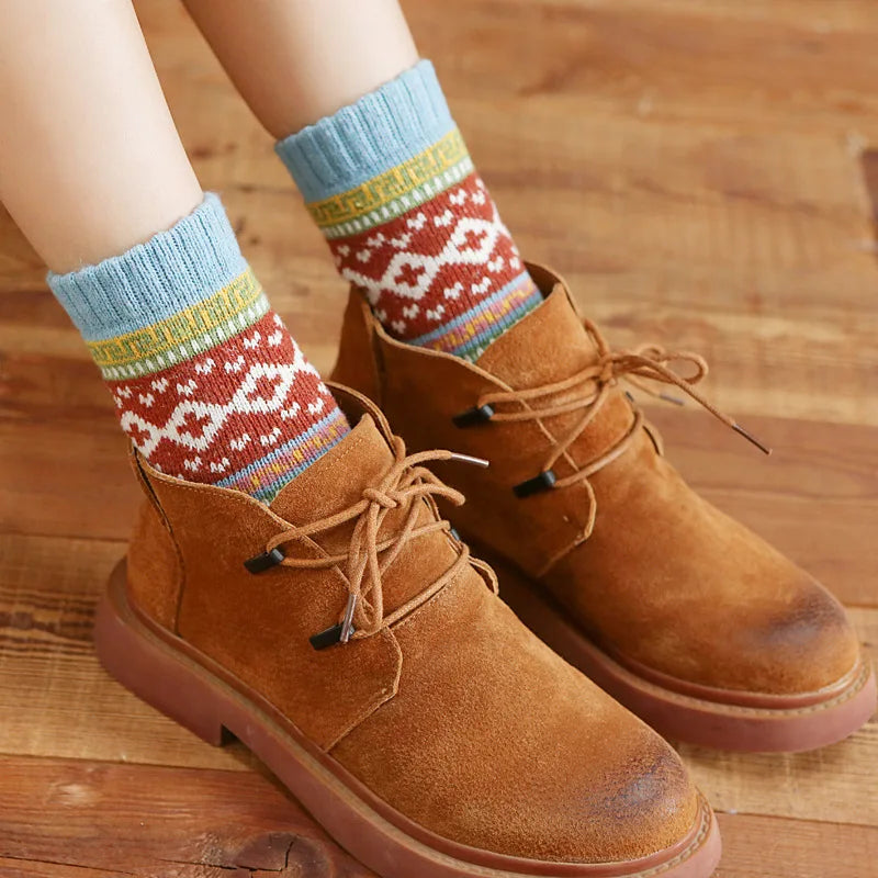Apsilkshop Thick Socks Warm Cross Rabbit Vintage Day National Style Socks
