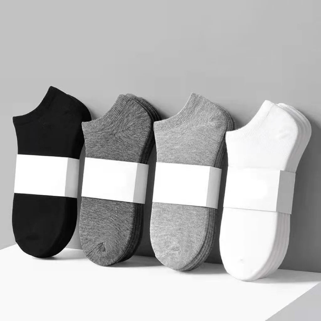 Apsilkshop Cotton Disposable Men Women Socks Black White Grey Mix Color Ankle Solid