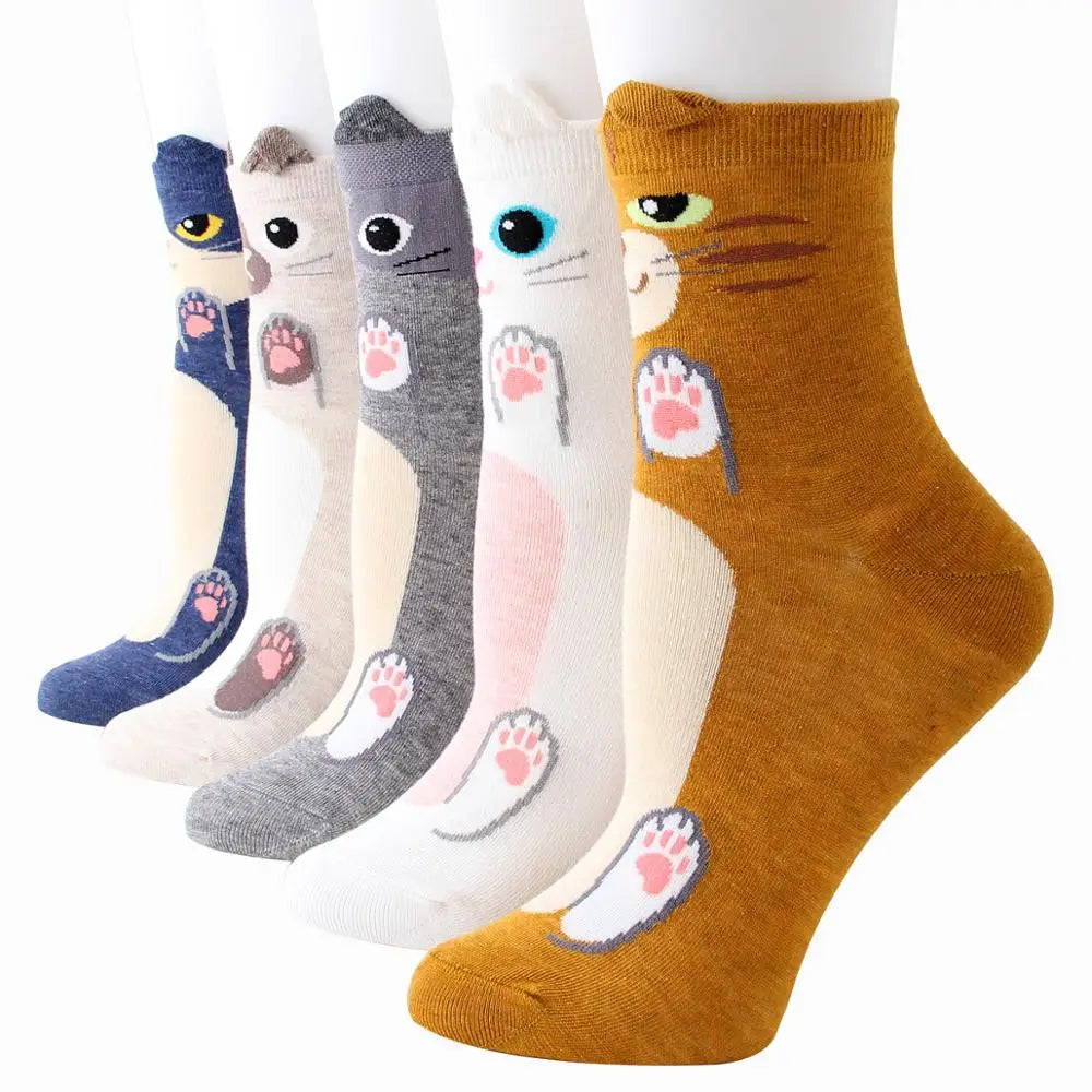 Apsilkshop Bamboo Crew Socks for Ladies Funny Korean Women Novelty Animal Sock Colorful Cute Socks