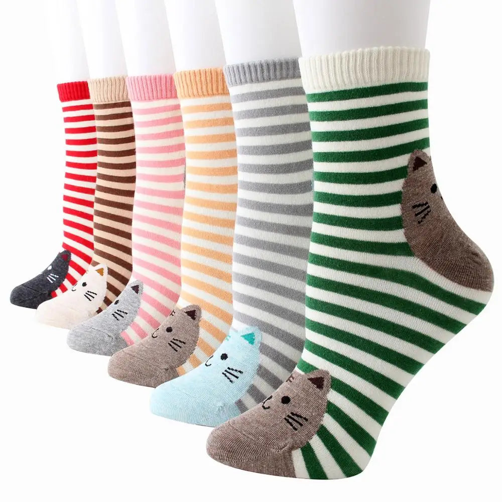 Apsilkshop Bamboo Crew Socks for Ladies Funny Korean Women Novelty Animal Sock Colorful Cute Socks
