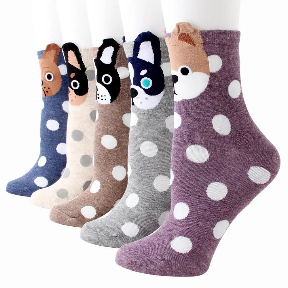 Apsilkshop Bamboo Crew Socks for Ladies Funny Korean Women Novelty Animal Sock Colorful Cute Socks