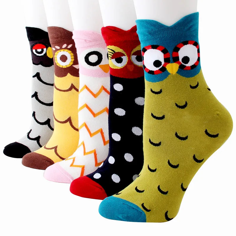 Apsilkshop Bamboo Crew Socks for Ladies Funny Korean Women Novelty Animal Sock Colorful Cute Socks