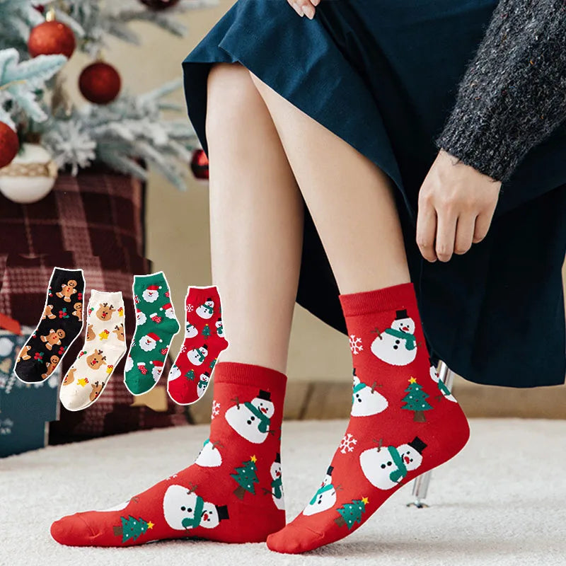 Apsilkshop New Design Christmas Socks for Women Cute Cartoon Soft Mid Calf Socks Winter Autumn Thickened Warm Gift Socks