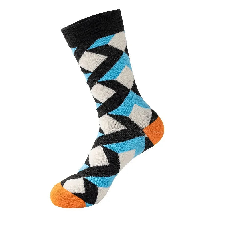 Apsilkshop Men's Colorful Striped Mid-Calf Socks Breathable Casual Athletic Daily Wear Versatile Fashionable Comfort Best Socks