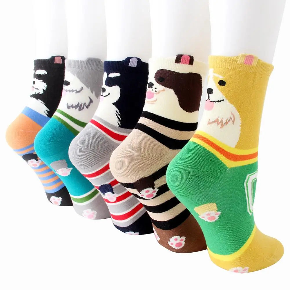 Apsilkshop Bamboo Crew Socks for Ladies Funny Korean Women Novelty Animal Sock Colorful Cute Socks