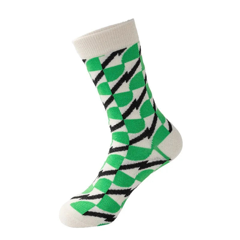 Apsilkshop Men's Colorful Striped Mid-Calf Socks Breathable Casual Athletic Daily Wear Versatile Fashionable Comfort Best Socks