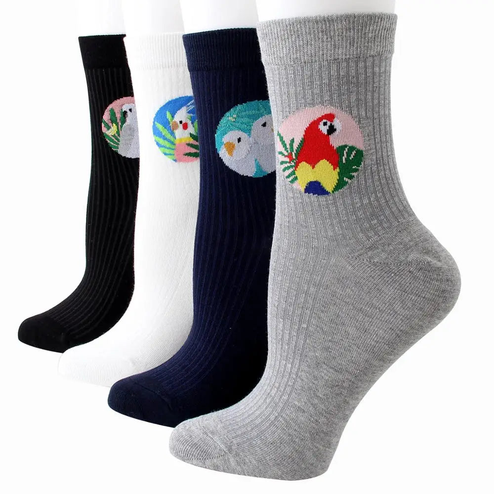 Apsilkshop Bamboo Crew Socks for Ladies Funny Korean Women Novelty Animal Sock Colorful Cute Socks