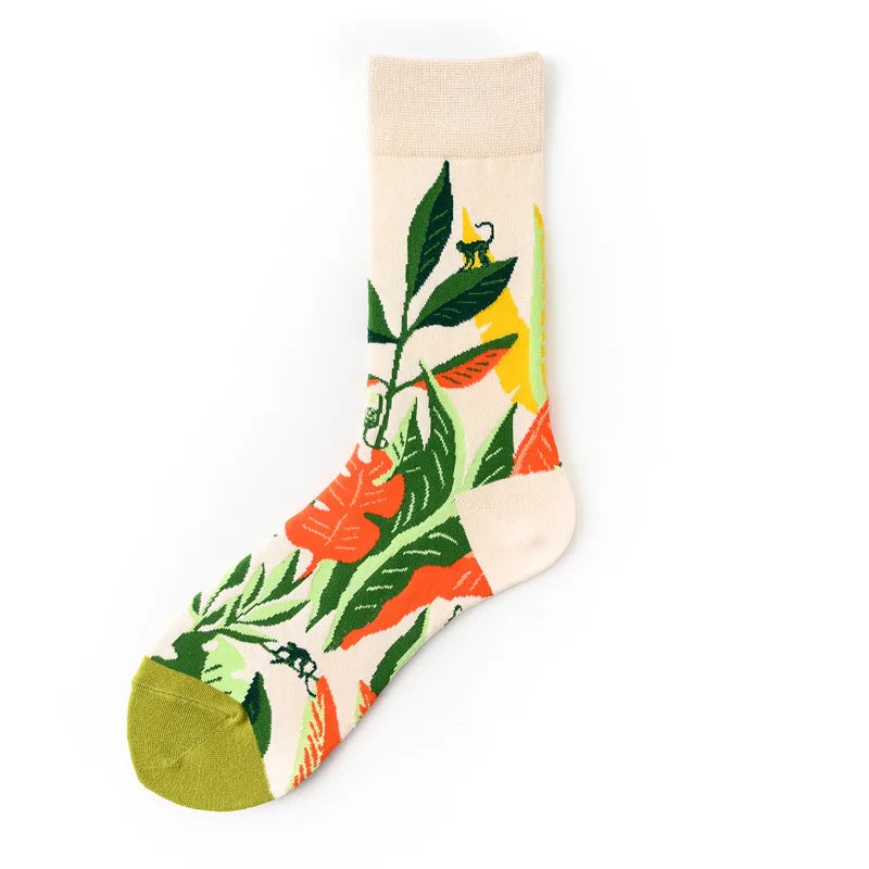 Apsilkshop Fall Geometric Animal Creative Colorful  Crew Unisex  Colorful Socks